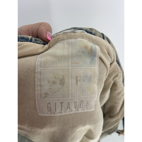 VTG Retro 90s Gitano Outerwear Oversized Denim Peach Coat‎ Unisex Xl - Picture 2 of 14